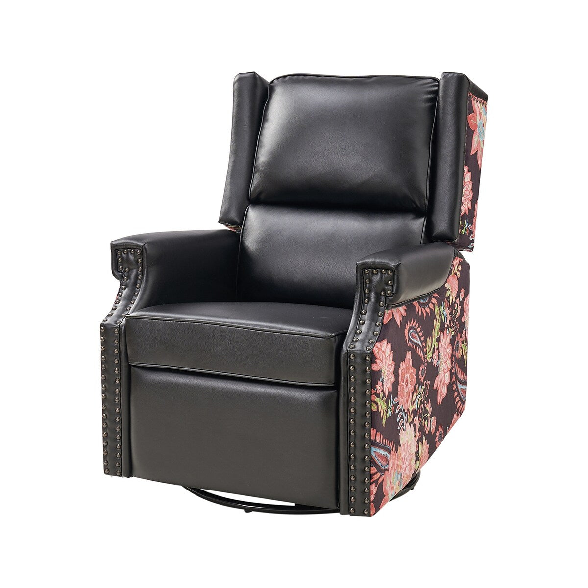 Poltrona reclinabile girevole Amelia Transitional in pelle PU con cuciture floreali di HULALA HOME