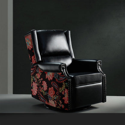 Poltrona reclinabile girevole Amelia Transitional in pelle PU con cuciture floreali di HULALA HOME
