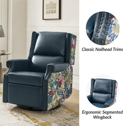 Poltrona reclinabile girevole Amelia Transitional in pelle PU con cuciture floreali di HULALA HOME