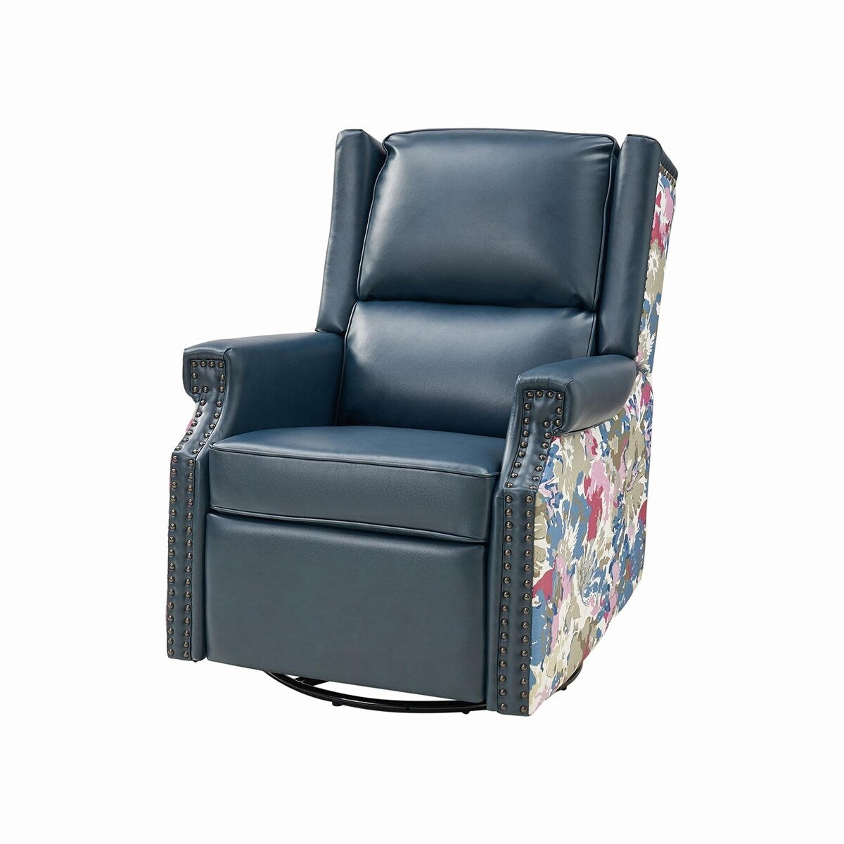 Poltrona reclinabile girevole Amelia Transitional in pelle PU con cuciture floreali di HULALA HOME