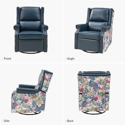 Poltrona reclinabile girevole Amelia Transitional in pelle PU con cuciture floreali di HULALA HOME