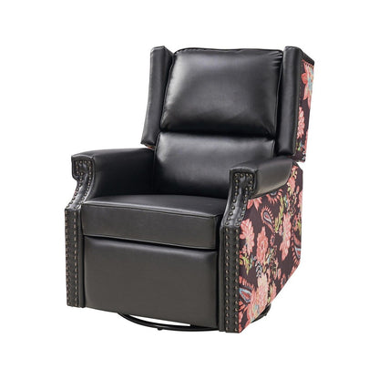 Poltrona reclinabile girevole Amelia Transitional in pelle PU con cuciture floreali di HULALA HOME