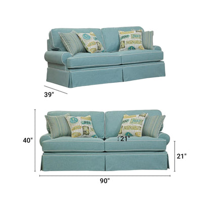Divano modello Coastal Aqua Series di American Furniture Classics con quattro cuscini decorativi