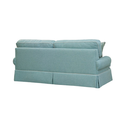 Divano modello Coastal Aqua Series di American Furniture Classics con quattro cuscini decorativi
