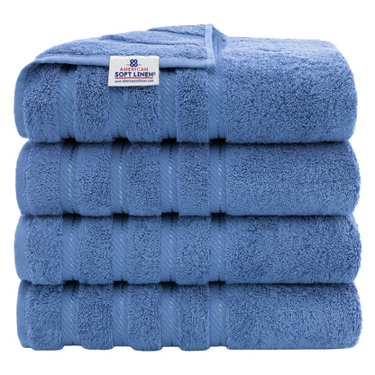 Asciugamani da bagno turchi in lino morbido americano 100% cotone, grandi, confezione da 4, set da bagno di qualità per spa e hotel di lusso