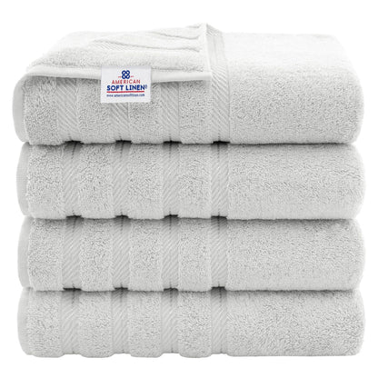 Asciugamani da bagno turchi in lino morbido americano 100% cotone, grandi, confezione da 4, set da bagno di qualità per spa e hotel di lusso