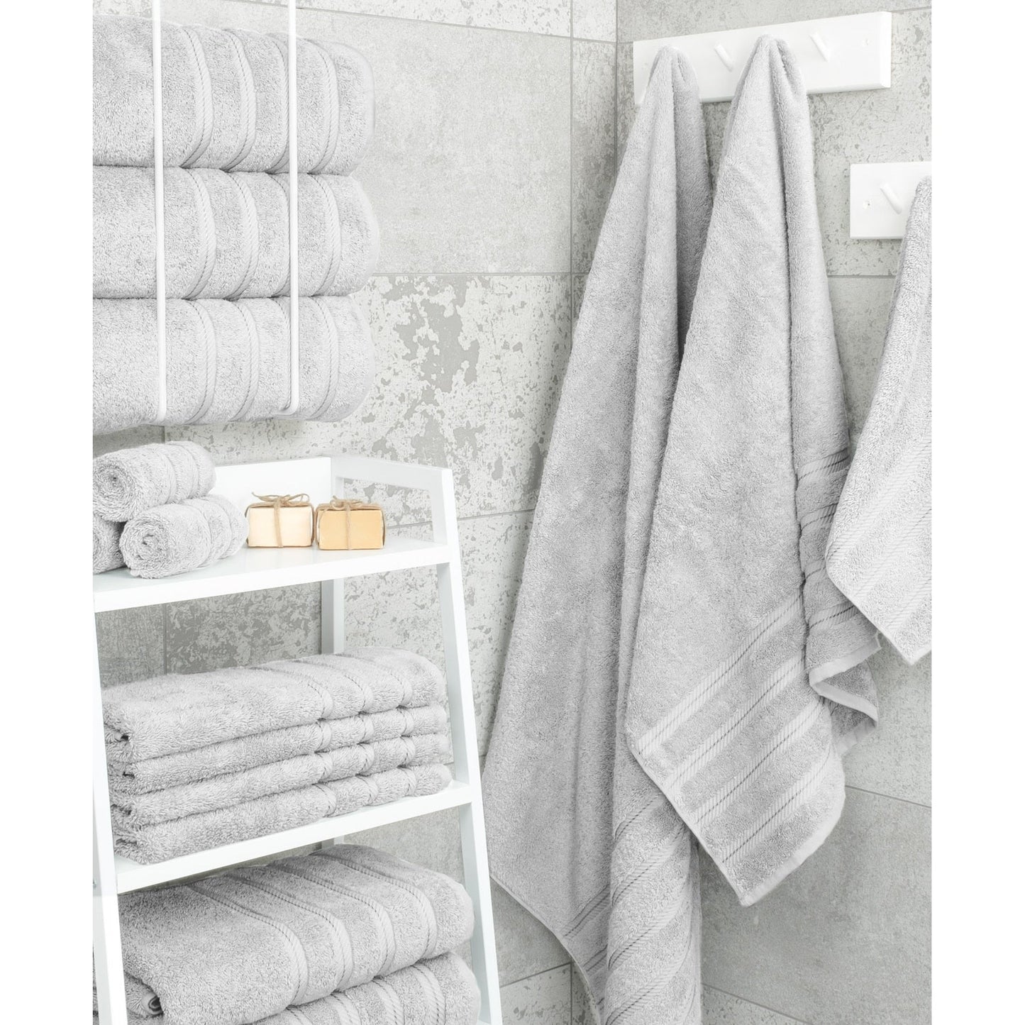 Asciugamani da bagno turchi in lino morbido americano 100% cotone, grandi, confezione da 4, set da bagno di qualità per spa e hotel di lusso