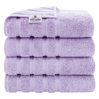 Asciugamani da bagno turchi in lino morbido americano 100% cotone, grandi, confezione da 4, set da bagno di qualità per spa e hotel di lusso