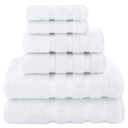 Set di asciugamani di lusso in morbido lino americano da 6 pezzi, 2 asciugamani da bagno, 2 asciugamani per le mani, 2 salviette, asciugamani turchi in cotone 100% per il bagno