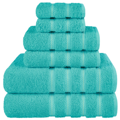 Set di asciugamani di lusso in morbido lino americano da 6 pezzi, 2 asciugamani da bagno, 2 asciugamani per le mani, 2 salviette, asciugamani turchi in cotone 100% per il bagno