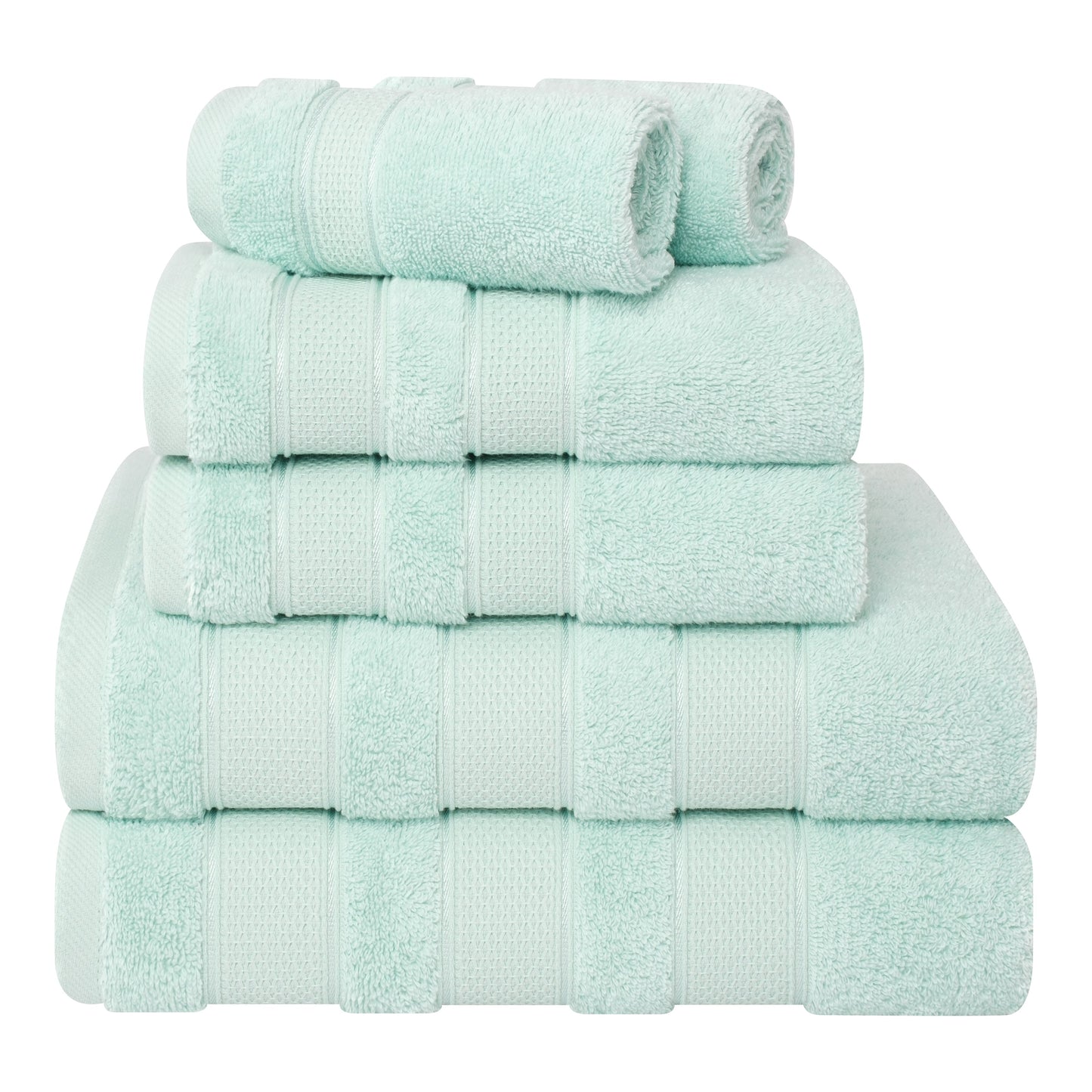 Set di asciugamani da bagno Salem in morbido lino americano, 6 pezzi di asciugamani per il bagno, grandi, 100% cotone, 2 asciugamani da bagno, 2 asciugamani per le mani, 2 salviette.