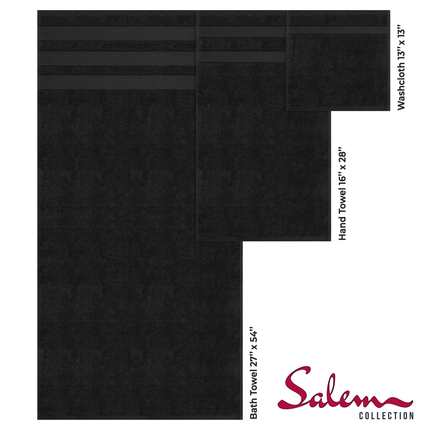 Set di asciugamani da bagno Salem in morbido lino americano, 6 pezzi di asciugamani per il bagno, grandi, 100% cotone, 2 asciugamani da bagno, 2 asciugamani per le mani, 2 salviette.