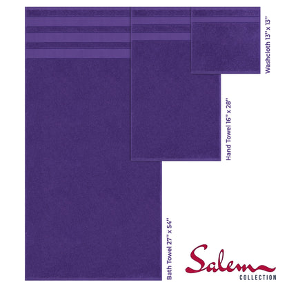 Set di asciugamani da bagno Salem in morbido lino americano, 6 pezzi di asciugamani per il bagno, grandi, 100% cotone, 2 asciugamani da bagno, 2 asciugamani per le mani, 2 salviette.