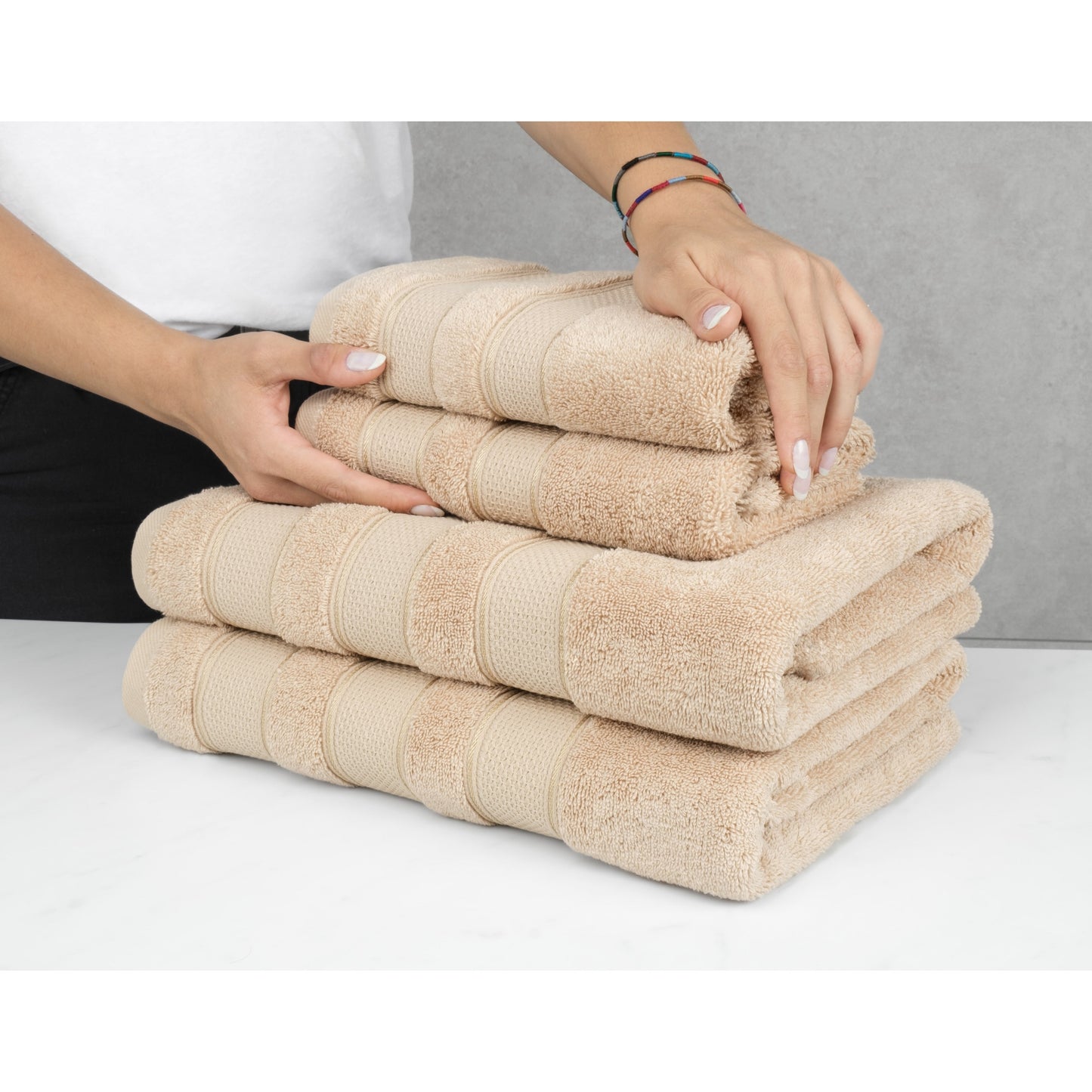 Set di asciugamani da bagno Salem in morbido lino americano, 6 pezzi di asciugamani per il bagno, grandi, 100% cotone, 2 asciugamani da bagno, 2 asciugamani per le mani, 2 salviette.