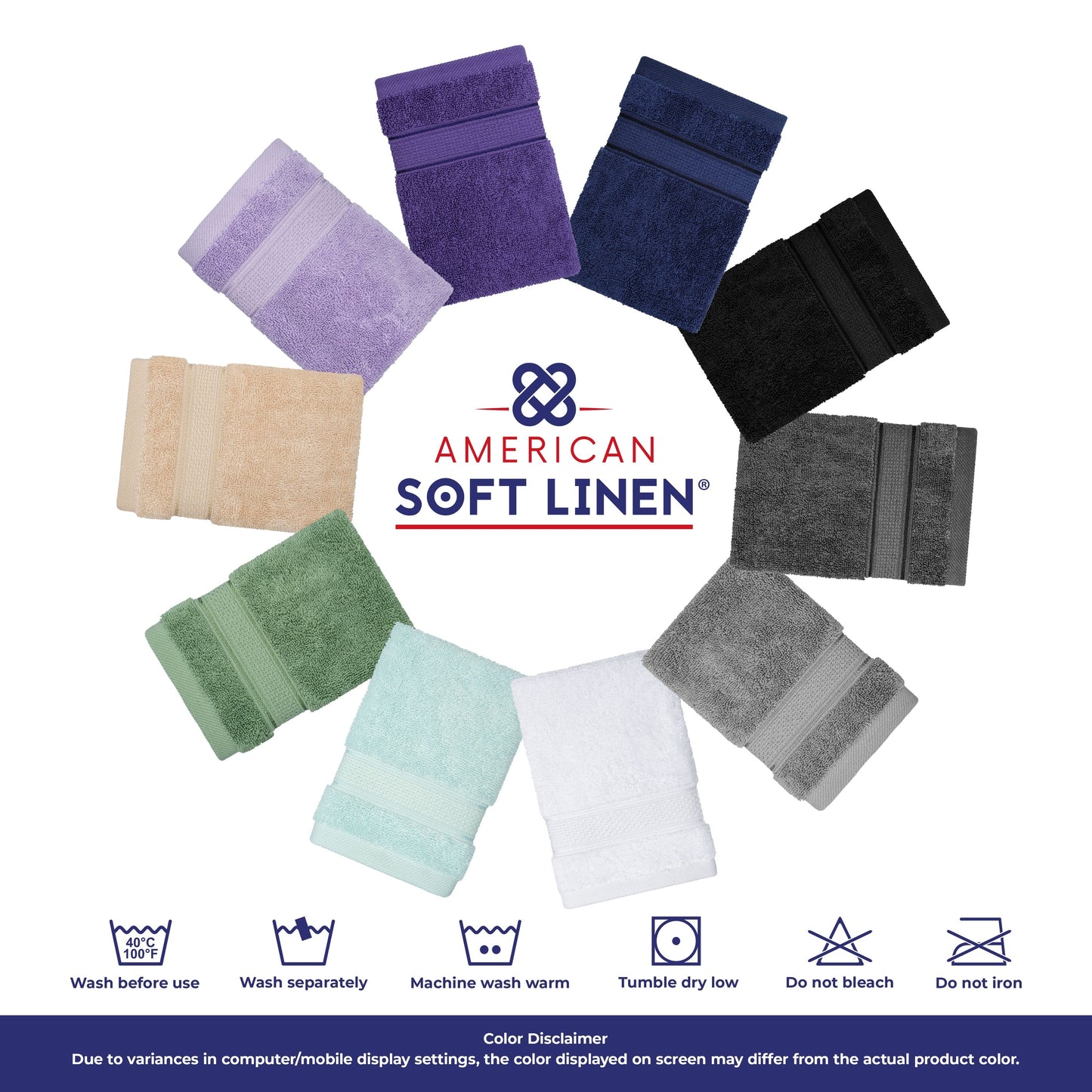 Set di asciugamani da bagno Salem in morbido lino americano, 6 pezzi di asciugamani per il bagno, grandi, 100% cotone, 2 asciugamani da bagno, 2 asciugamani per le mani, 2 salviette.