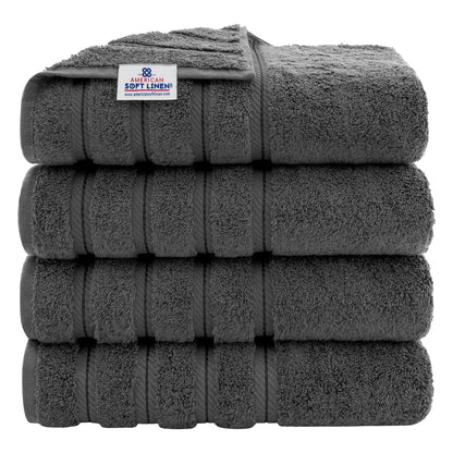 Asciugamani da bagno turchi in lino morbido americano 100% cotone, grandi, confezione da 4, set da bagno di qualità per spa e hotel di lusso