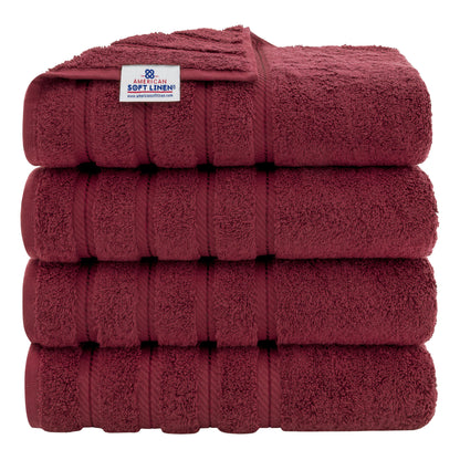 Asciugamani da bagno turchi in lino morbido americano 100% cotone, grandi, confezione da 4, set da bagno di qualità per spa e hotel di lusso