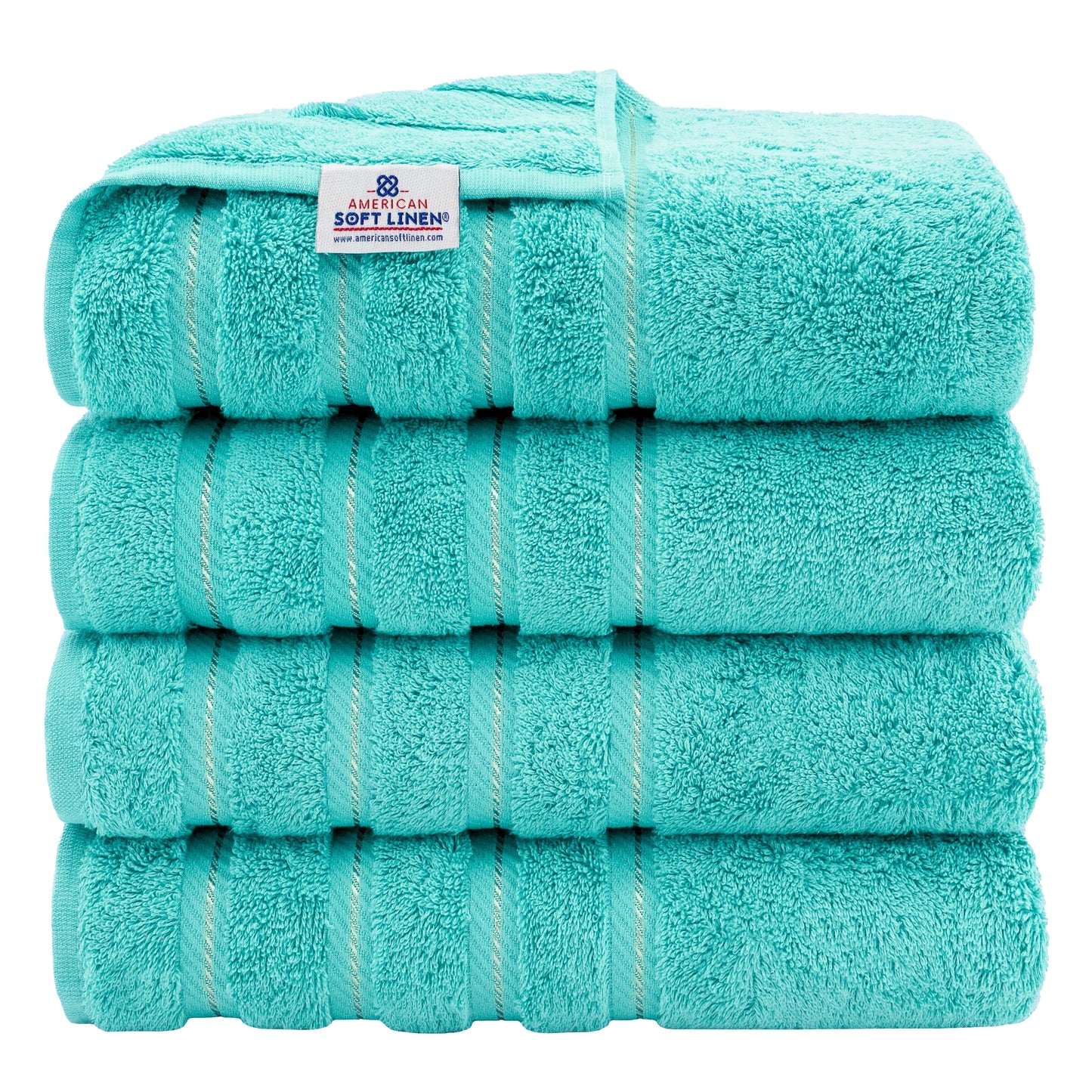 Asciugamani da bagno turchi in lino morbido americano 100% cotone, grandi, confezione da 4, set da bagno di qualità per spa e hotel di lusso
