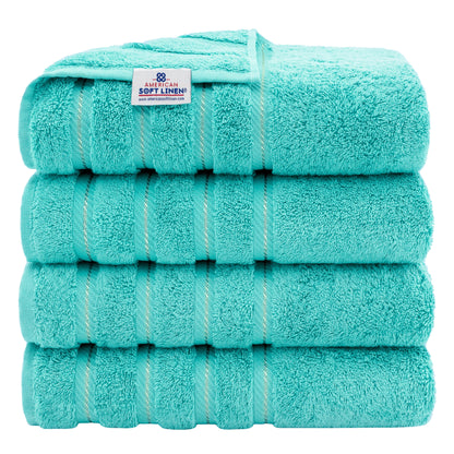 Asciugamani da bagno turchi in lino morbido americano 100% cotone, grandi, confezione da 4, set da bagno di qualità per spa e hotel di lusso