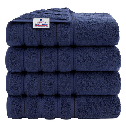 Asciugamani da bagno turchi in lino morbido americano 100% cotone, grandi, confezione da 4, set da bagno di qualità per spa e hotel di lusso