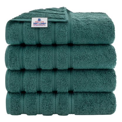 Asciugamani da bagno turchi in lino morbido americano 100% cotone, grandi, confezione da 4, set da bagno di qualità per spa e hotel di lusso