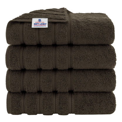 Asciugamani da bagno turchi in lino morbido americano 100% cotone, grandi, confezione da 4, set da bagno di qualità per spa e hotel di lusso