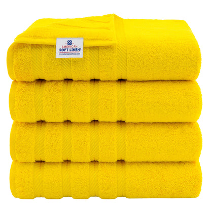 Asciugamani da bagno turchi in lino morbido americano 100% cotone, grandi, confezione da 4, set da bagno di qualità per spa e hotel di lusso