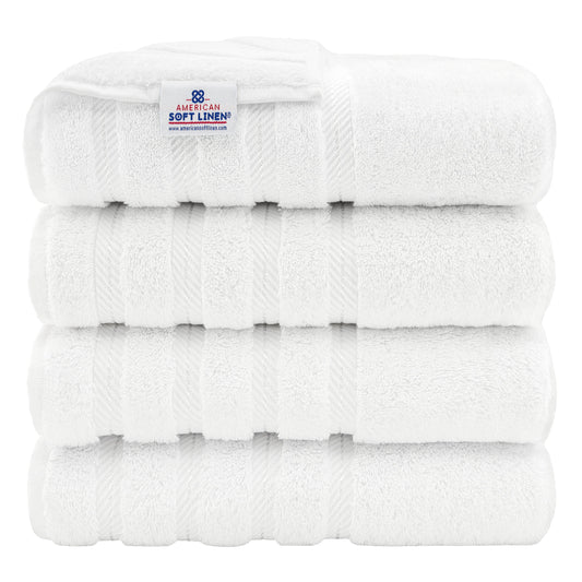Asciugamani da bagno turchi in lino morbido americano 100% cotone, grandi, confezione da 4, set da bagno di qualità per spa e hotel di lusso