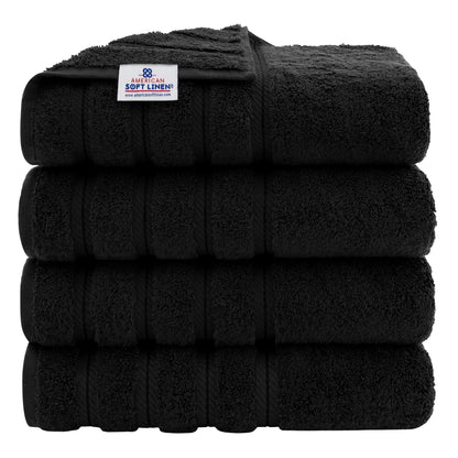 Asciugamani da bagno turchi in lino morbido americano 100% cotone, grandi, confezione da 4, set da bagno di qualità per spa e hotel di lusso