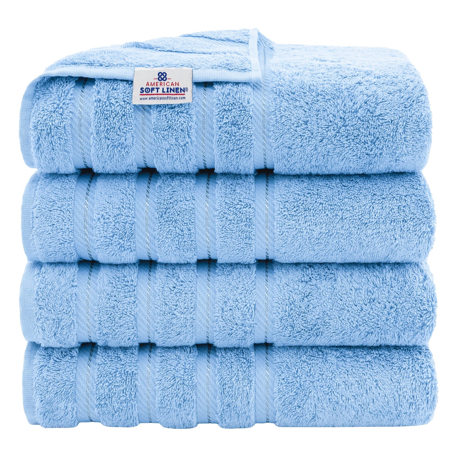 Asciugamani da bagno turchi in lino morbido americano 100% cotone, grandi, confezione da 4, set da bagno di qualità per spa e hotel di lusso