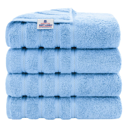 Asciugamani da bagno turchi in lino morbido americano 100% cotone, grandi, confezione da 4, set da bagno di qualità per spa e hotel di lusso