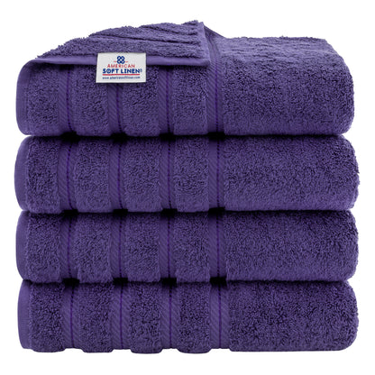 Asciugamani da bagno turchi in lino morbido americano 100% cotone, grandi, confezione da 4, set da bagno di qualità per spa e hotel di lusso