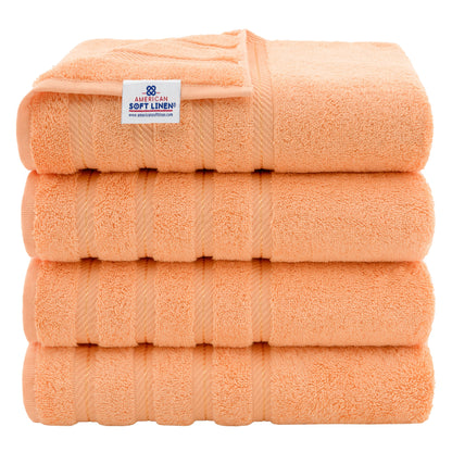Asciugamani da bagno turchi in lino morbido americano 100% cotone, grandi, confezione da 4, set da bagno di qualità per spa e hotel di lusso
