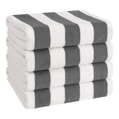 American Soft Linen, teli mare 100% cotone, confezione da 4, teli piscina a righe Cabana 30 x 60 cm