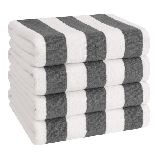American Soft Linen, teli mare 100% cotone, confezione da 4, teli piscina a righe Cabana 30 x 60 cm
