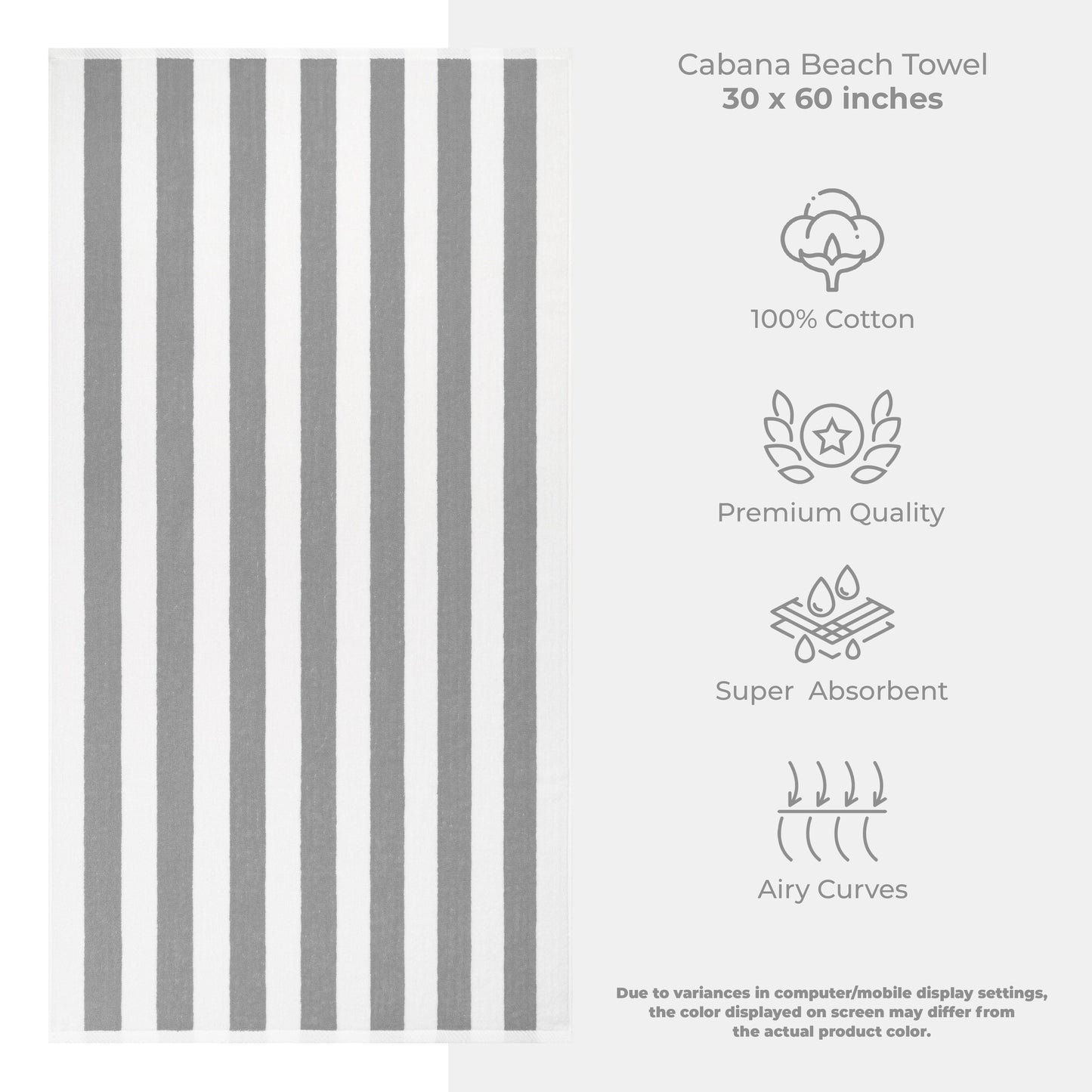 American Soft Linen, teli mare 100% cotone, confezione da 4, teli piscina a righe Cabana 30 x 60 cm
