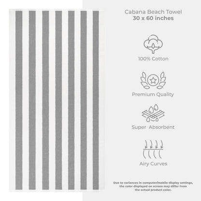 American Soft Linen, teli mare 100% cotone, confezione da 4, teli piscina a righe Cabana 30 x 60 cm