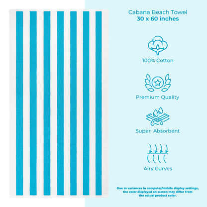 American Soft Linen, teli mare 100% cotone, confezione da 4, teli piscina a righe Cabana 30 x 60 cm