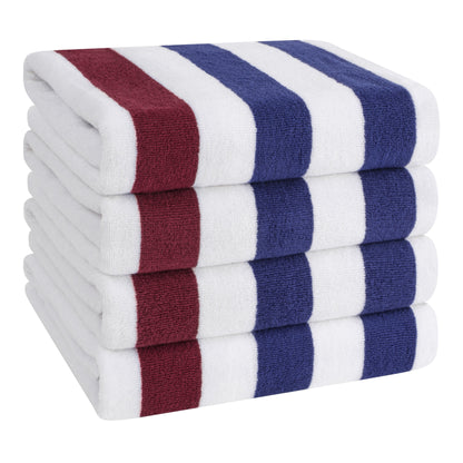American Soft Linen, teli mare 100% cotone, confezione da 4, teli piscina a righe Cabana 30 x 60 cm