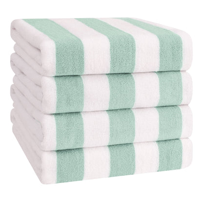 American Soft Linen, teli mare 100% cotone, confezione da 4, teli piscina a righe Cabana 30 x 60 cm