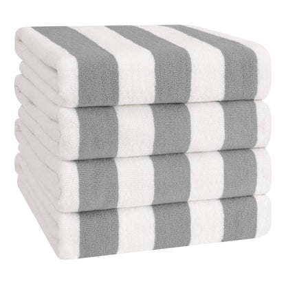 American Soft Linen, teli mare 100% cotone, confezione da 4, teli piscina a righe Cabana 30 x 60 cm