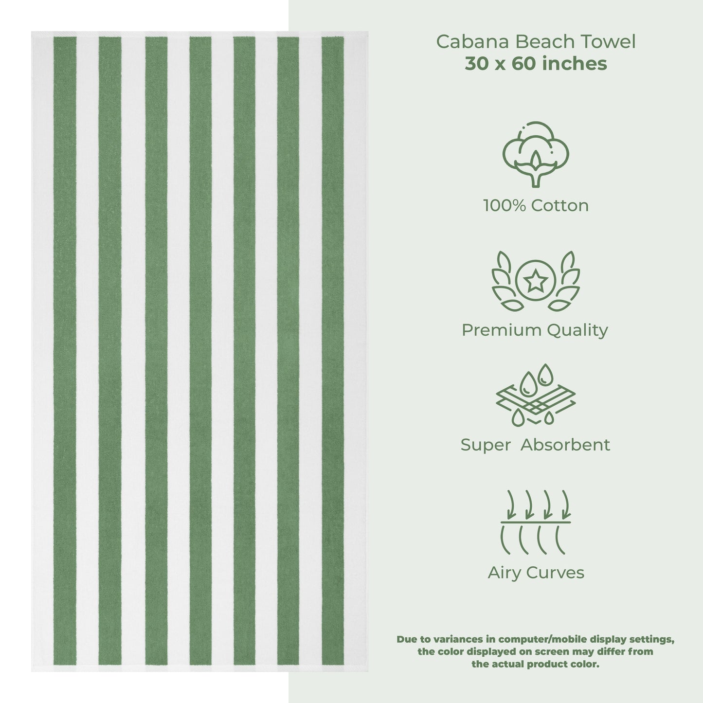 American Soft Linen, teli mare 100% cotone, confezione da 4, teli piscina a righe Cabana 30 x 60 cm