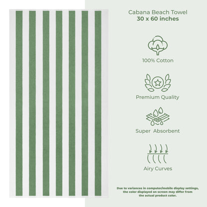 American Soft Linen, teli mare 100% cotone, confezione da 4, teli piscina a righe Cabana 30 x 60 cm