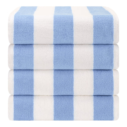 American Soft Linen, teli mare 100% cotone, confezione da 4, teli piscina a righe Cabana 30 x 60 cm