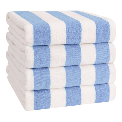 American Soft Linen, teli mare 100% cotone, confezione da 4, teli piscina a righe Cabana 30 x 60 cm