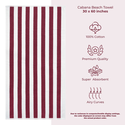 American Soft Linen, teli mare 100% cotone, confezione da 4, teli piscina a righe Cabana 30 x 60 cm