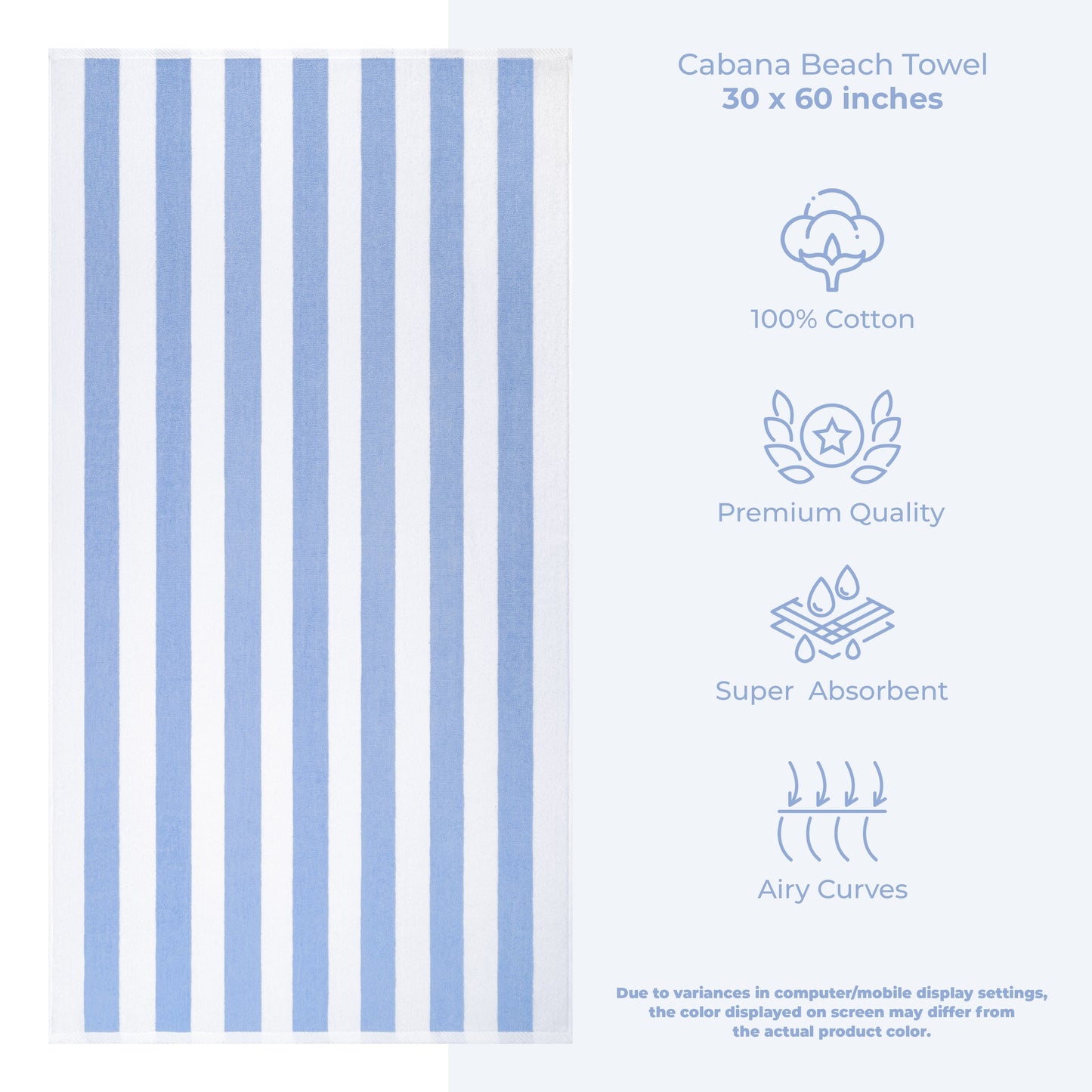 American Soft Linen, teli mare 100% cotone, confezione da 4, teli piscina a righe Cabana 30 x 60 cm