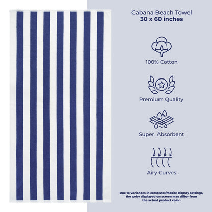 American Soft Linen, teli mare 100% cotone, confezione da 4, teli piscina a righe Cabana 30 x 60 cm