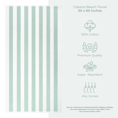 American Soft Linen, teli mare 100% cotone, confezione da 4, teli piscina a righe Cabana 30 x 60 cm