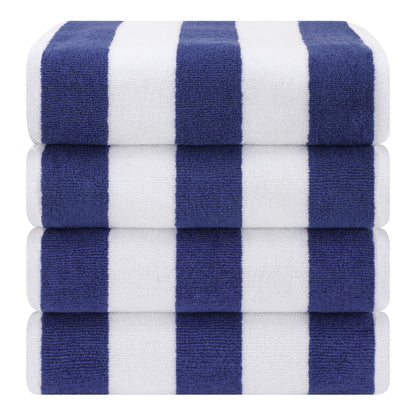 American Soft Linen, teli mare 100% cotone, confezione da 4, teli piscina a righe Cabana 30 x 60 cm